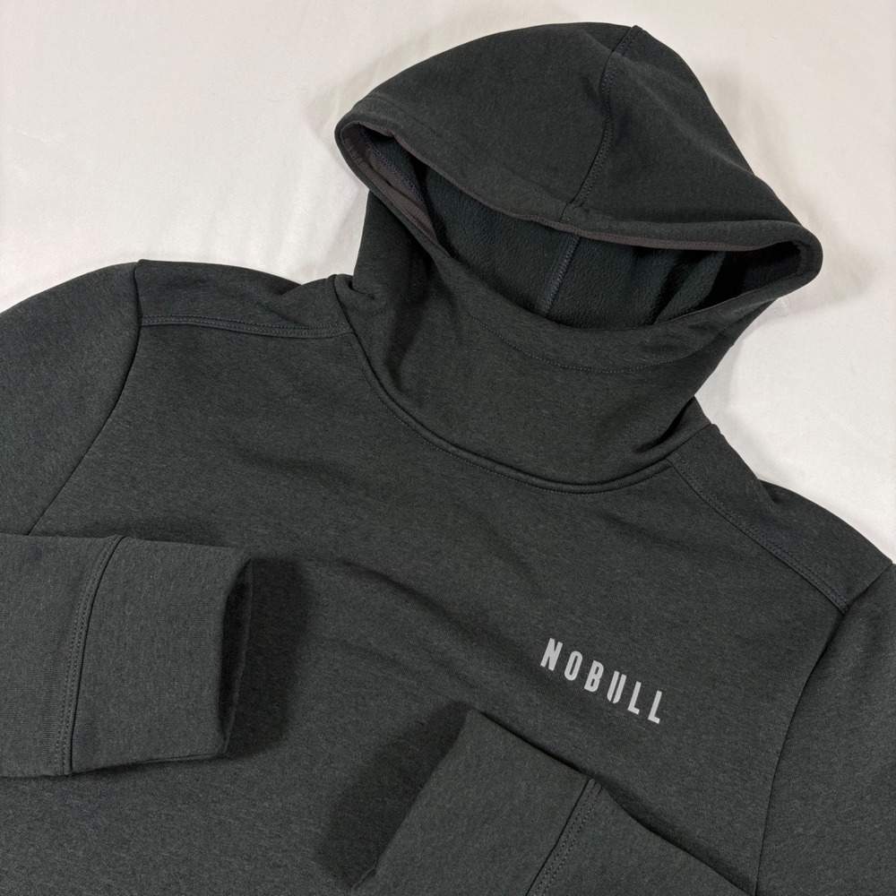 NOBULL Mens High Neck Hoodie Charcoal Gray Scuba Sweatshirt Men's Medium Gym